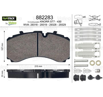 Sada brzdových destiček, kotoučová brzda VALEO 882283