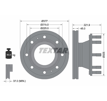 Brzdový kotouč TEXTAR 93309200
