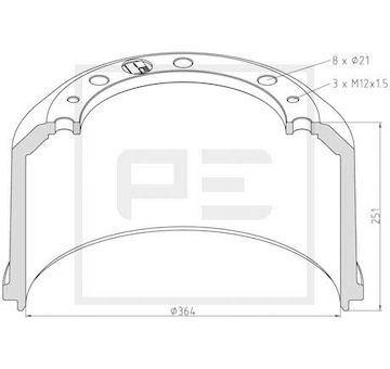 Brzdový buben PE Automotive 016.524-00A