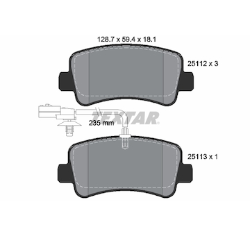 Sada brzdových destiček, kotoučová brzda TEXTAR 2511201