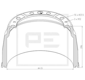 Brzdový buben PE Automotive 126.007-00A