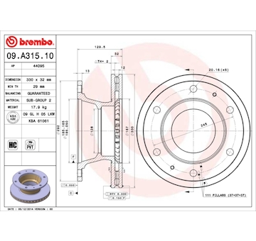 Brzdový kotouč BREMBO 09.A315.10