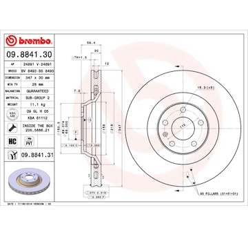 Brzdový kotouč BREMBO 09.8841.31