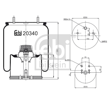 Mech, pneumatické odpružení FEBI BILSTEIN 20340