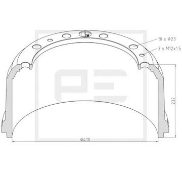 Brzdový buben PE Automotive 016.491-00A