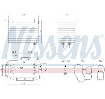 Olejový chladič, motorový olej NISSENS 91433
