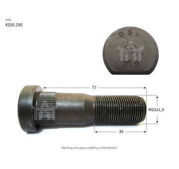 Šroub kola RVI  M22x1,5x77x35mm