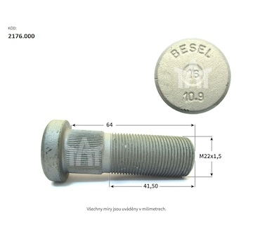 Šroub kola SAF  M22x1,5x64x41,5mm