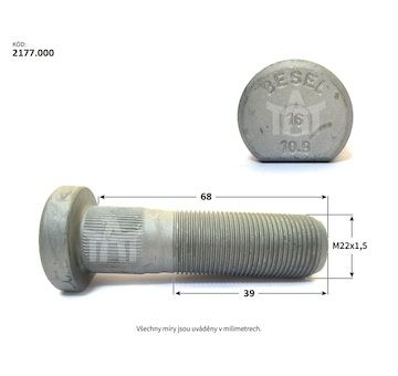 Šroub kola SAF  M22x1,5x68x39mm