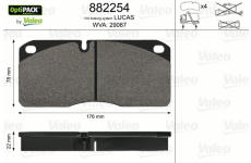Sada brzdových destiček, kotoučová brzda VALEO 882254
