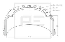 Brzdový buben PE Automotive 016.404-00A