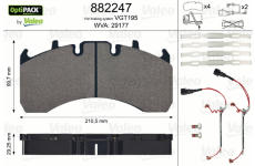 Sada brzdových destiček, kotoučová brzda VALEO 882247