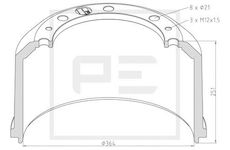 Brzdový buben PE Automotive 016.524-00A