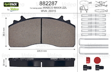 Sada brzdových destiček, kotoučová brzda VALEO 882287