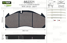 Sada brzdových destiček, kotoučová brzda VALEO 882221