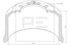 Brzdový buben PE Automotive 046.637-00A