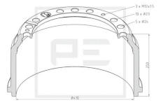 Brzdový buben PE Automotive 016.400-00A